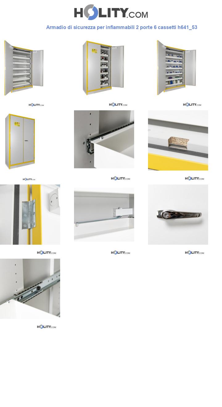 Armadio di sicurezza per infiammabili 2 porte 6 cassetti h641_53