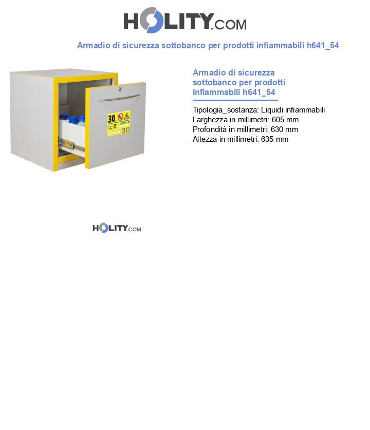 Armadio di sicurezza sottobanco per prodotti infiammabili h641_54
