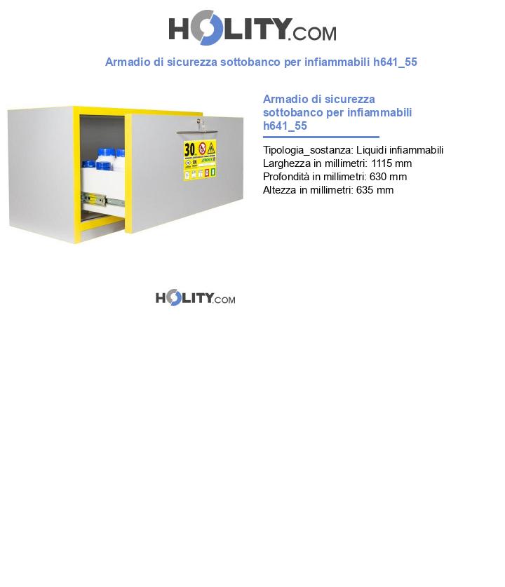 Armadio di sicurezza sottobanco per infiammabili h641_55