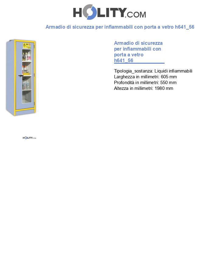 Armadio di sicurezza per infiammabili con porta a vetro h641_56