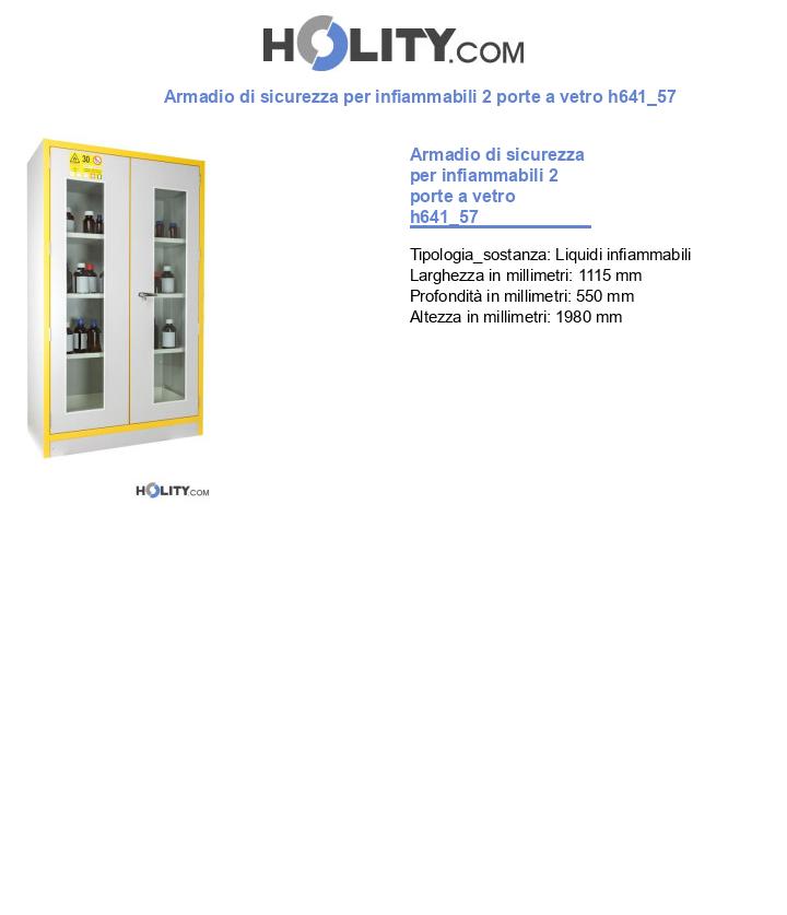 Armadio di sicurezza per infiammabili 2 porte a vetro h641_57
