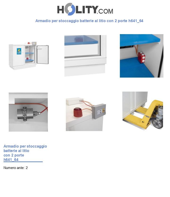 Armadio per stoccaggio batterie al litio con 2 porte h641_64