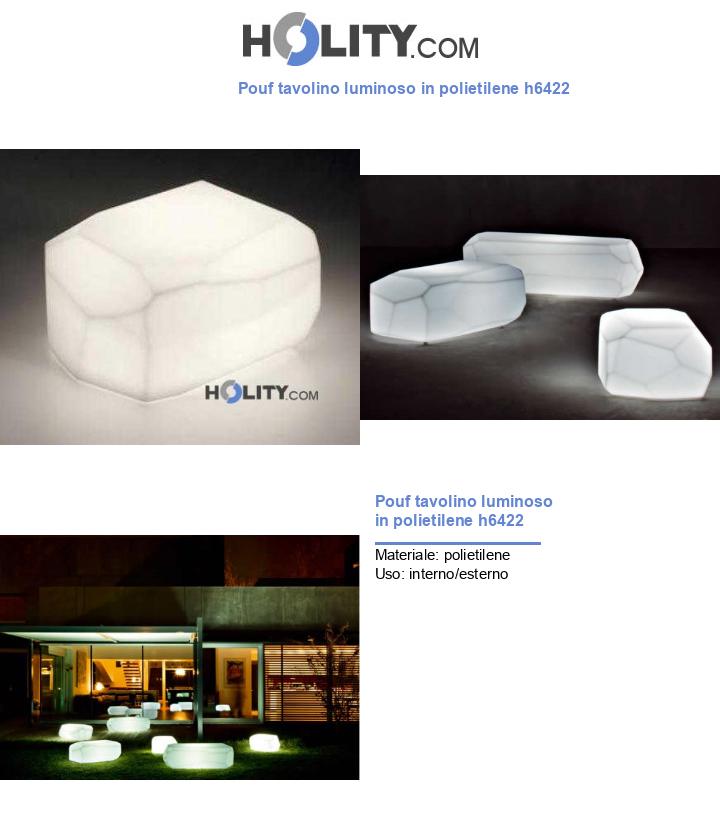 Pouf tavolino luminoso in polietilene h6422