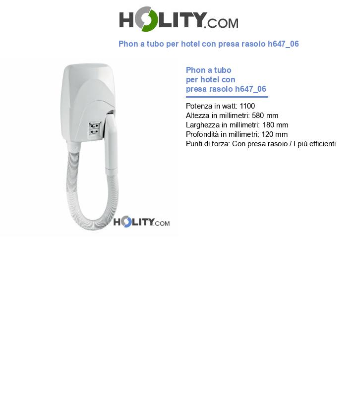 Phon a tubo per hotel con presa rasoio h647_06