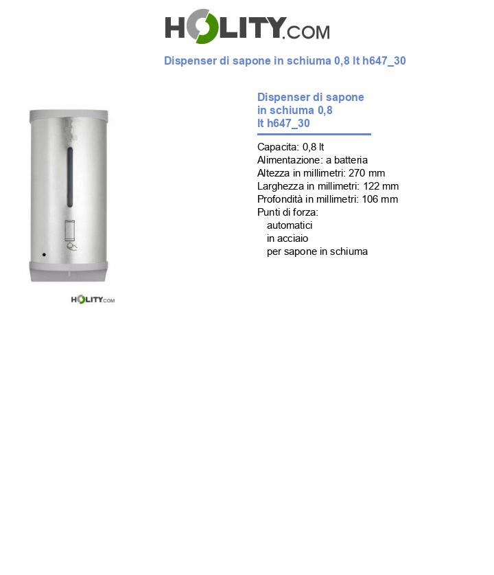 Dispenser di sapone in schiuma 0,8 lt h647_30