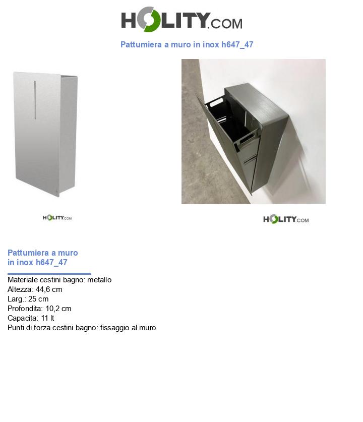 Pattumiera a muro in inox h647_47