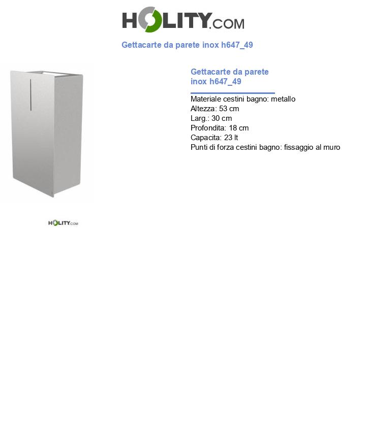 Gettacarte da parete inox h647_49