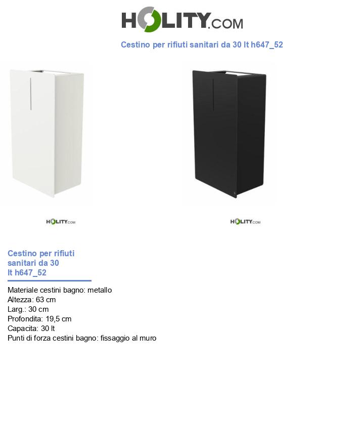 Cestino per rifiuti sanitari da 30 lt h647_52
