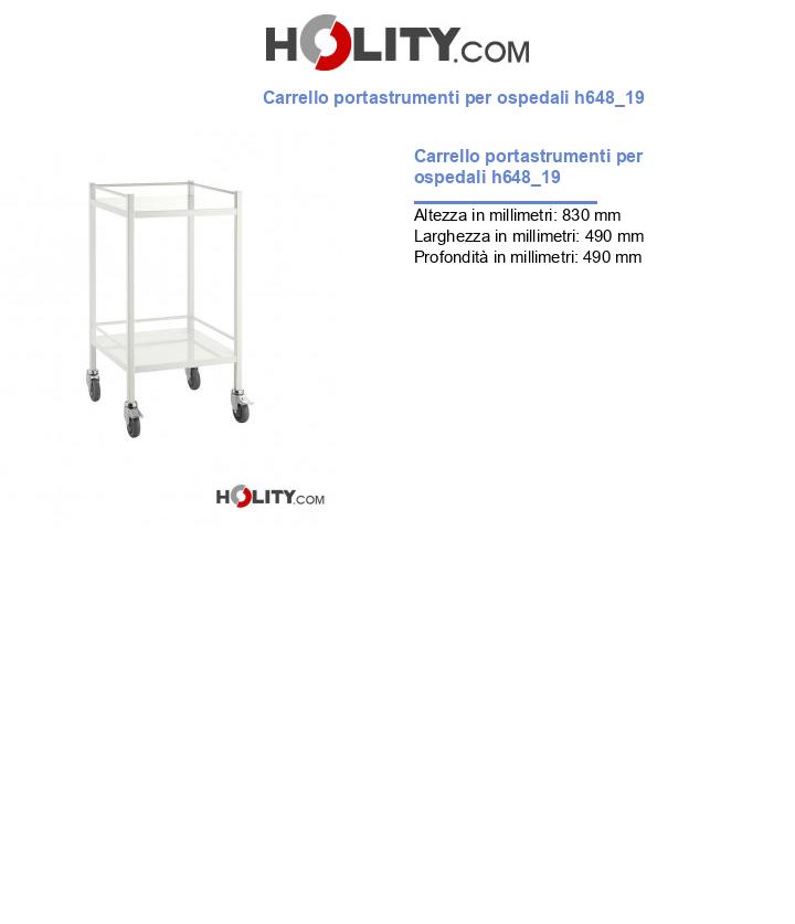 Carrello portastrumenti per ospedali h648_19