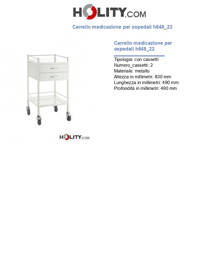 Carrello medicazione per ospedali h648_22