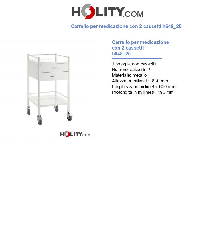 Carrello per medicazione con 2 cassetti h648_25