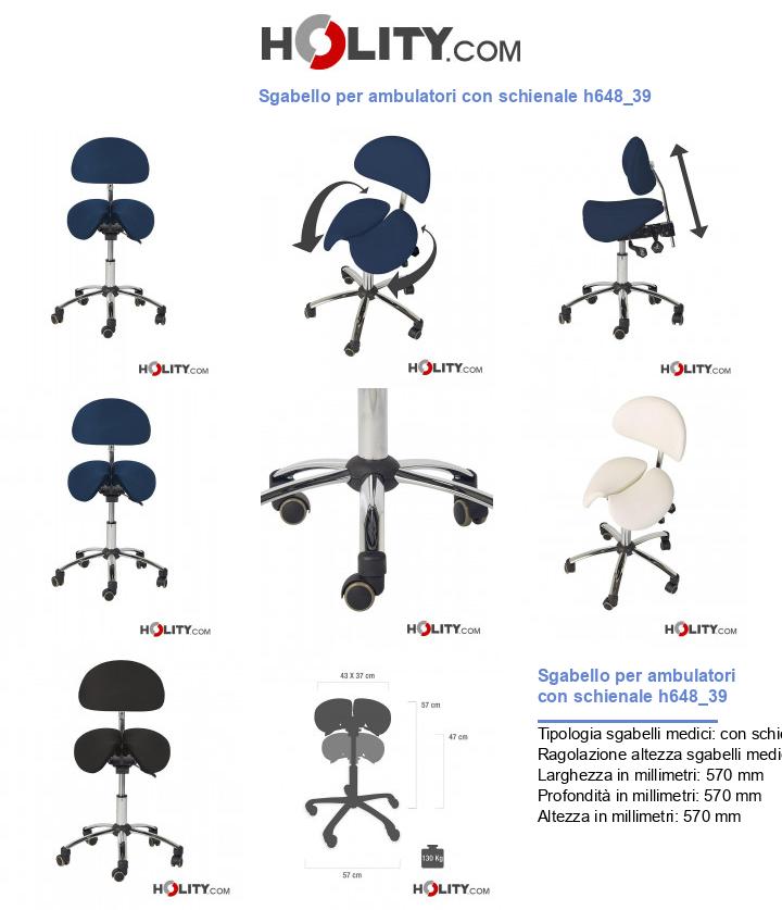 Sgabello per ambulatori con schienale h648_39
