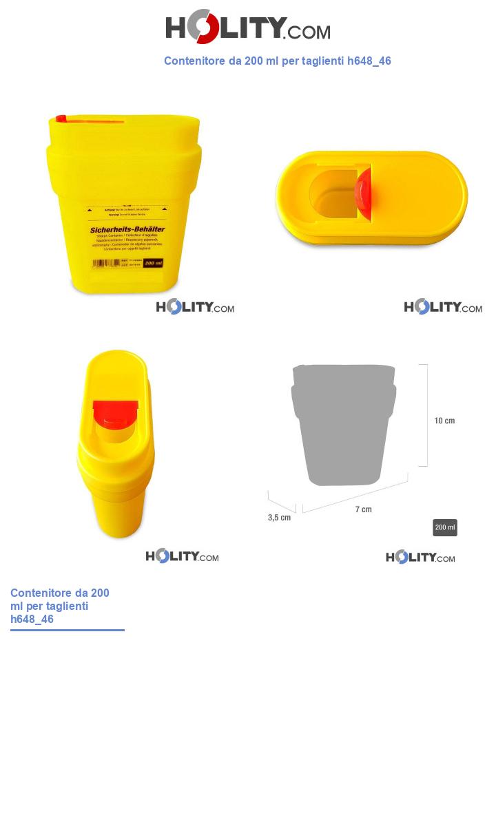 Contenitore da 200 ml per taglienti h648_46