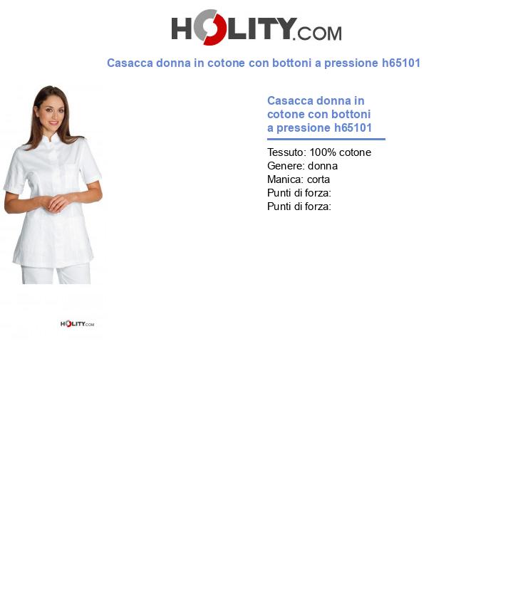 Casacca donna in cotone con bottoni a pressione h65101