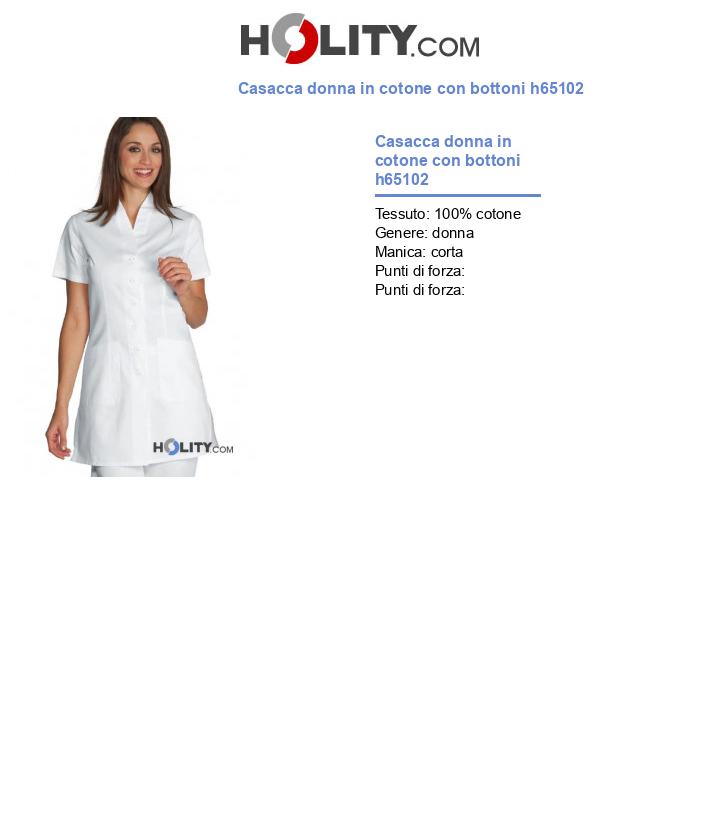 Casacca donna in cotone con bottoni h65102