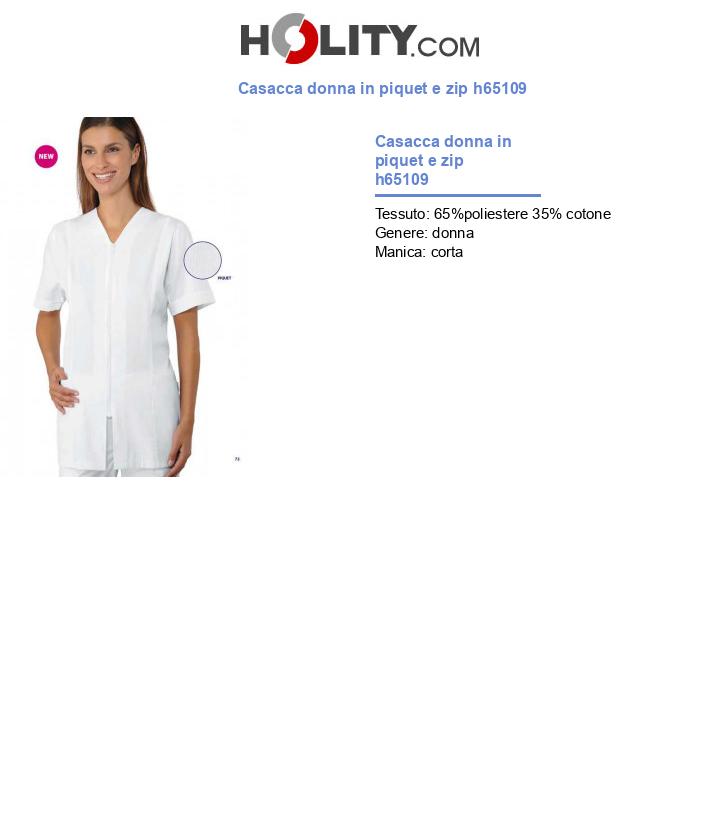 Casacca donna in piquet e zip h65109
