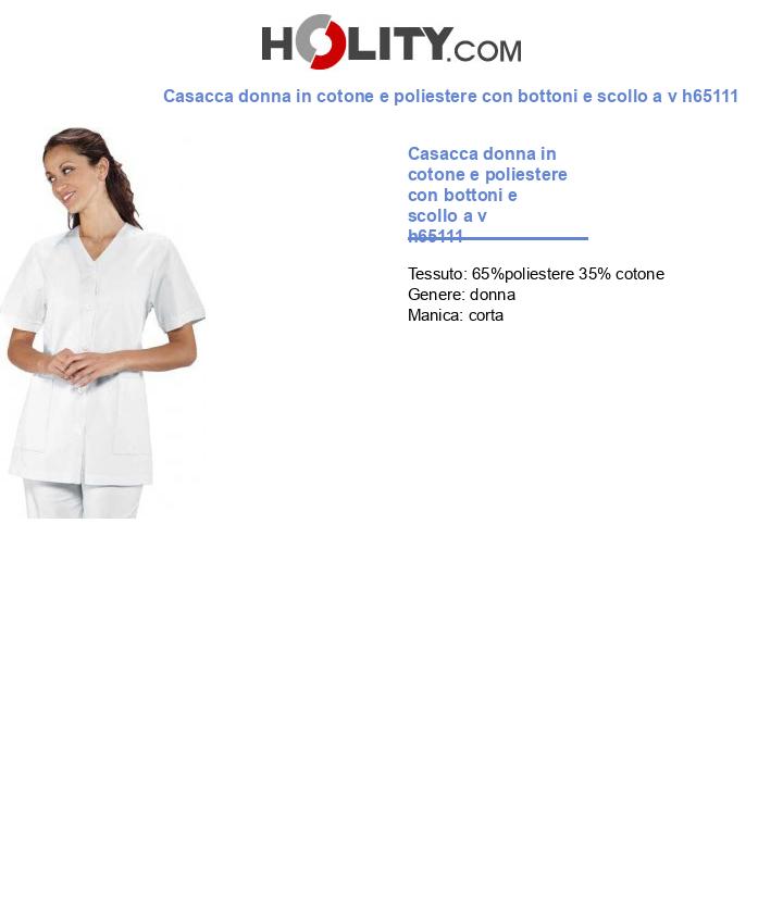 Casacca donna in cotone e poliestere con bottoni e scollo a v h65111
