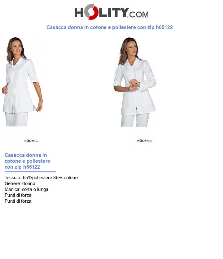 Casacca donna in cotone e poliestere con zip h65122