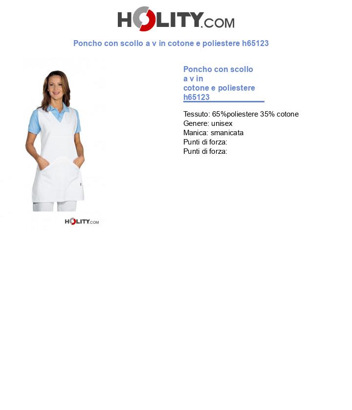 Poncho con scollo a v in cotone e poliestere h65123