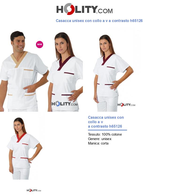 Casacca unisex con collo a v a contrasto h65126