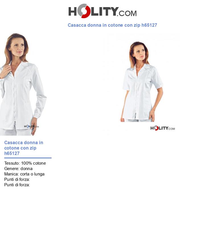 Casacca donna in cotone con zip h65127