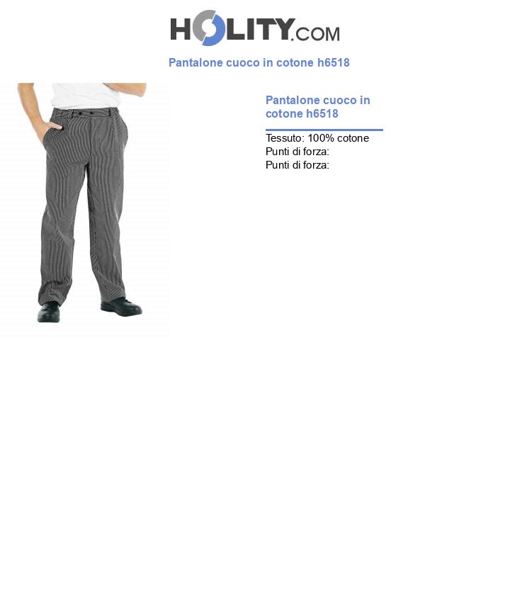 Pantalone cuoco in cotone h6518