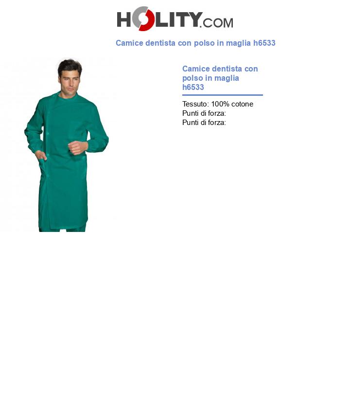 Camice dentista con polso in maglia h6533