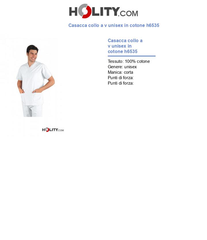 Casacca collo a v unisex in cotone h6535