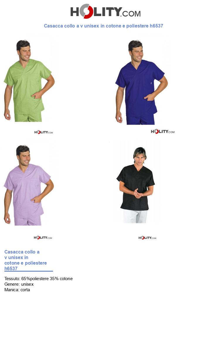 Casacca collo a v unisex in cotone e poliestere h6537