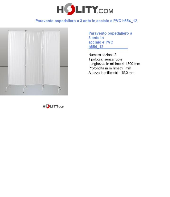 Paravento ospedaliero a 3 ante in acciaio e PVC h654_12