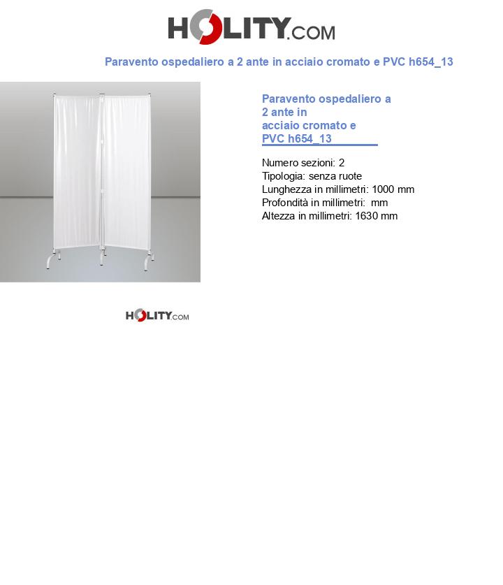 Paravento ospedaliero a 2 ante in acciaio cromato e PVC h654_13