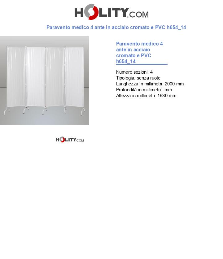 Paravento medico 4 ante in acciaio cromato e PVC h654_14