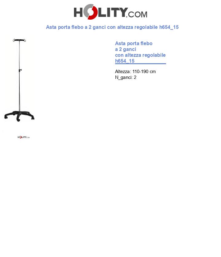 Asta porta flebo a 2 ganci con altezza regolabile h654_15