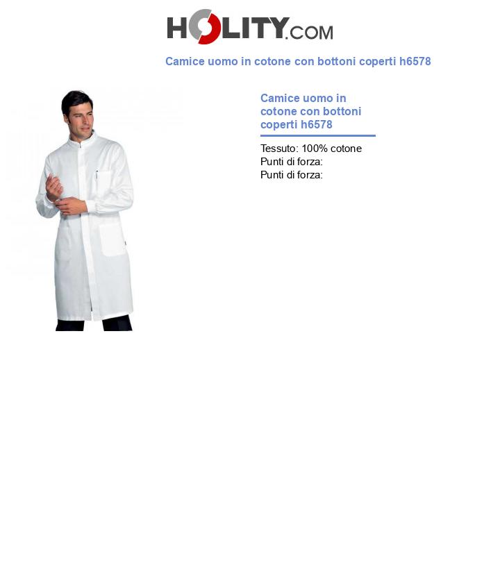 Camice uomo in cotone con bottoni coperti h6578
