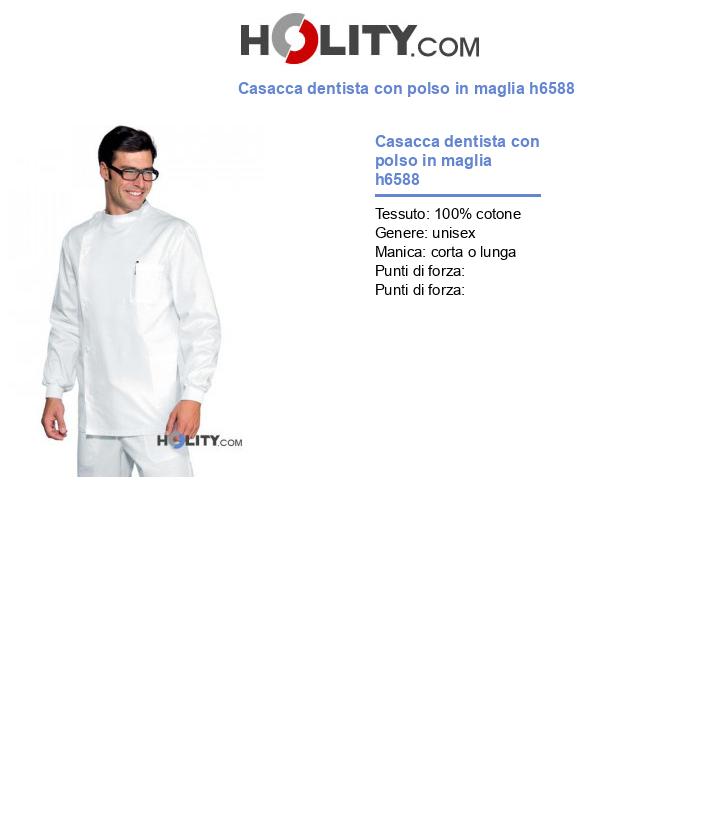 Casacca dentista con polso in maglia h6588
