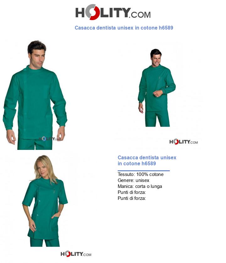 Casacca dentista unisex in cotone h6589
