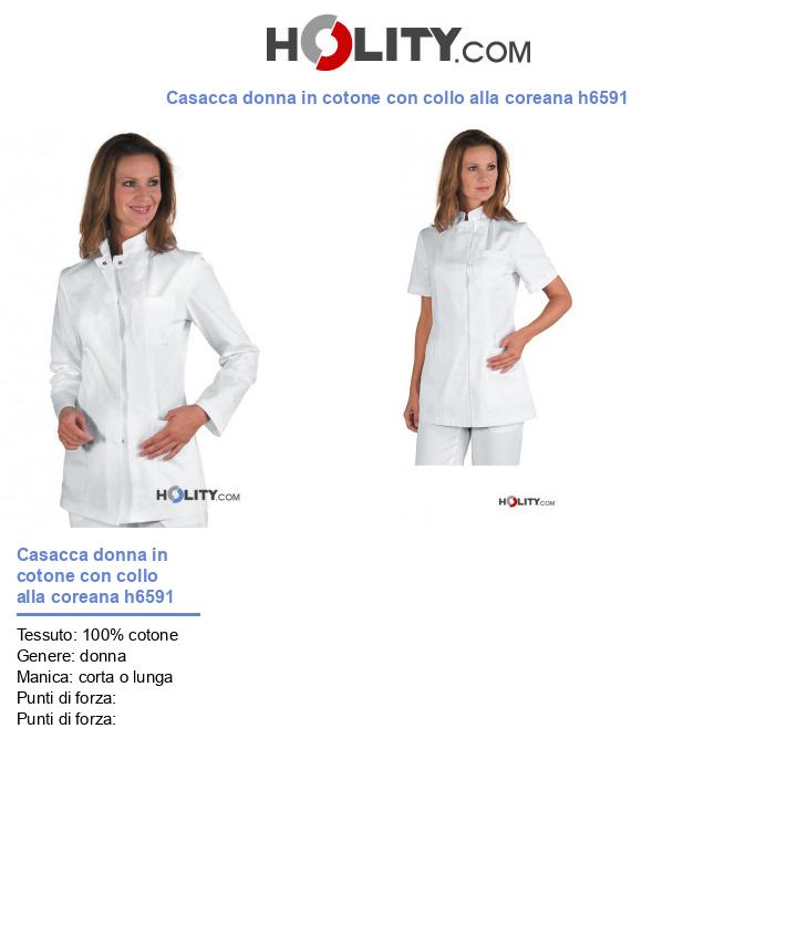 Casacca donna in cotone con collo alla coreana h6591
