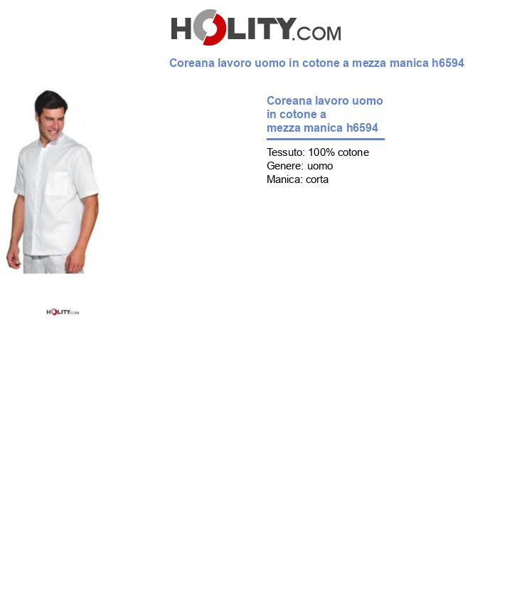 Coreana lavoro uomo in cotone a mezza manica h6594