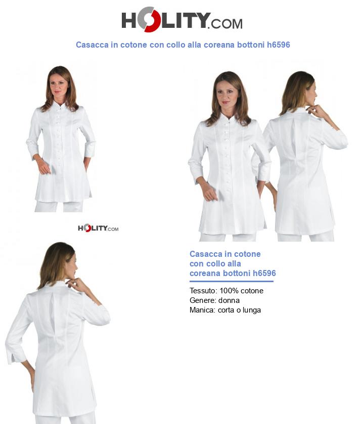 Casacca in cotone con collo alla coreana bottoni h6596