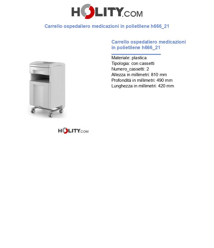 Carrello ospedaliero medicazioni in polietilene h666_21
