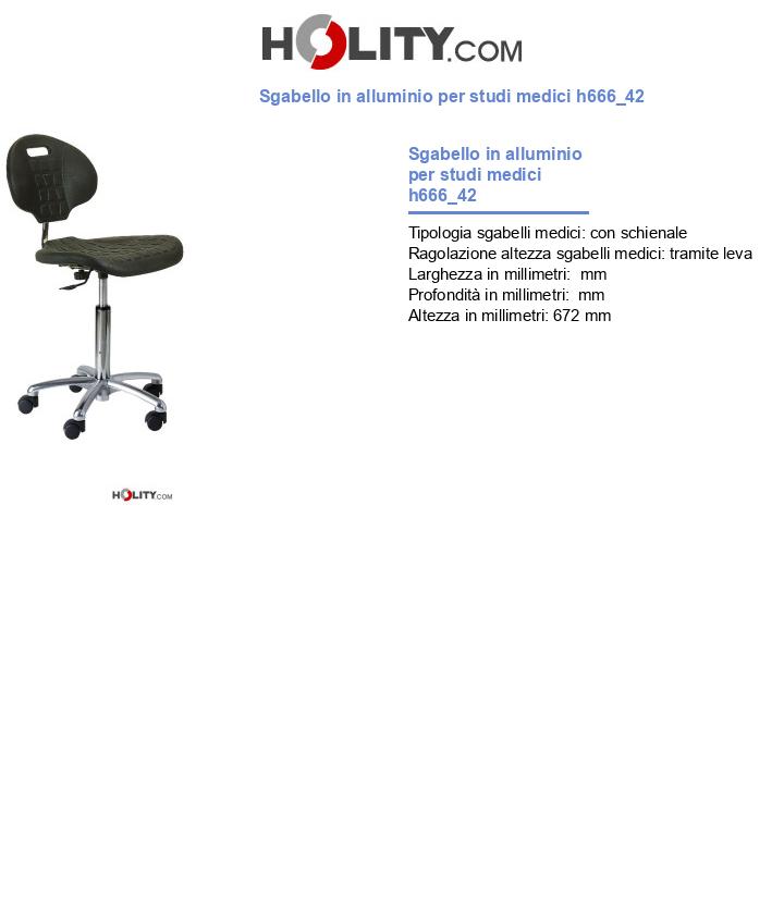 Sgabello in alluminio per studi medici h666_42