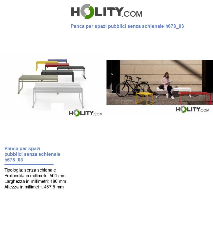 Panca per spazi pubblici senza schienale h678_03