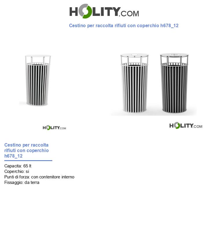 Cestino per raccolta rifiuti con coperchio h678_12