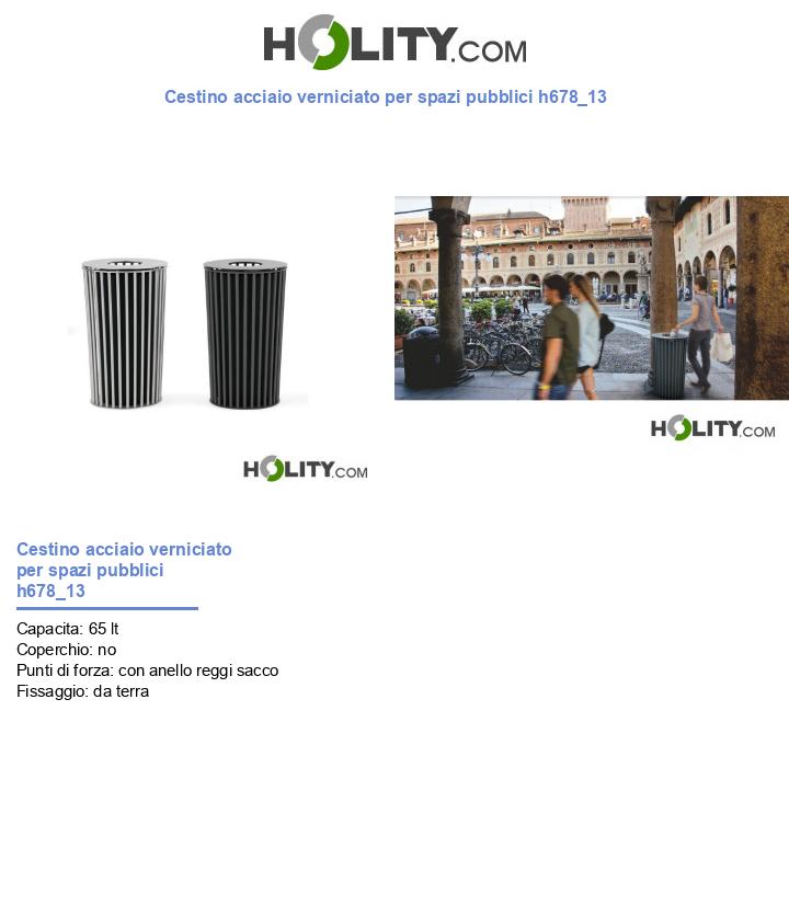 Cestino acciaio verniciato per spazi pubblici h678_13