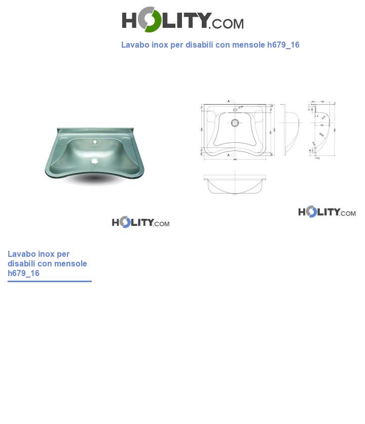 Lavabo inox per disabili con mensole h679_16