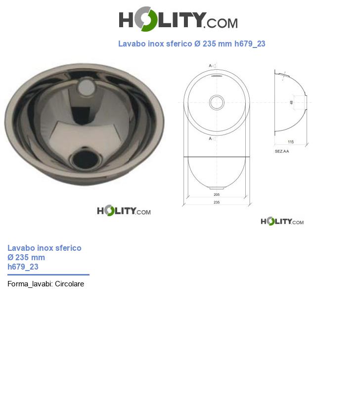 Lavabo inox sferico Ø 235 mm h679_23