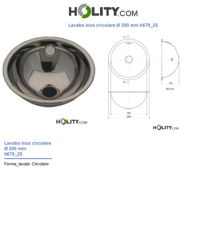 Lavabo inox circolare Ø 290 mm h679_25