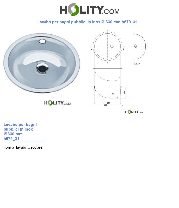 Lavabo per bagni pubblici in inox Ø 330 mm h679_31