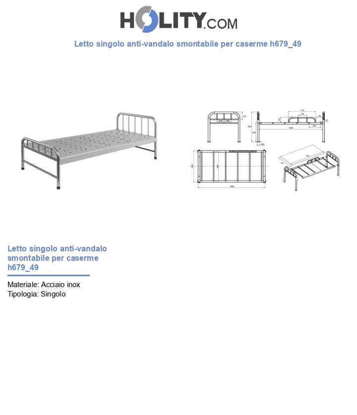 Letto singolo anti-vandalo smontabile per caserme h679_49