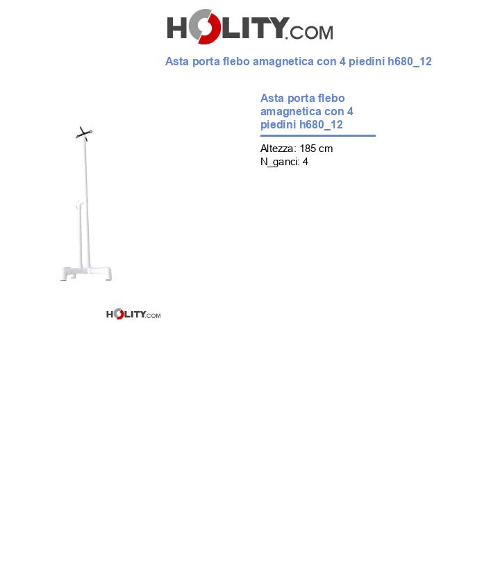 Asta porta flebo amagnetica con 4 piedini h680_12